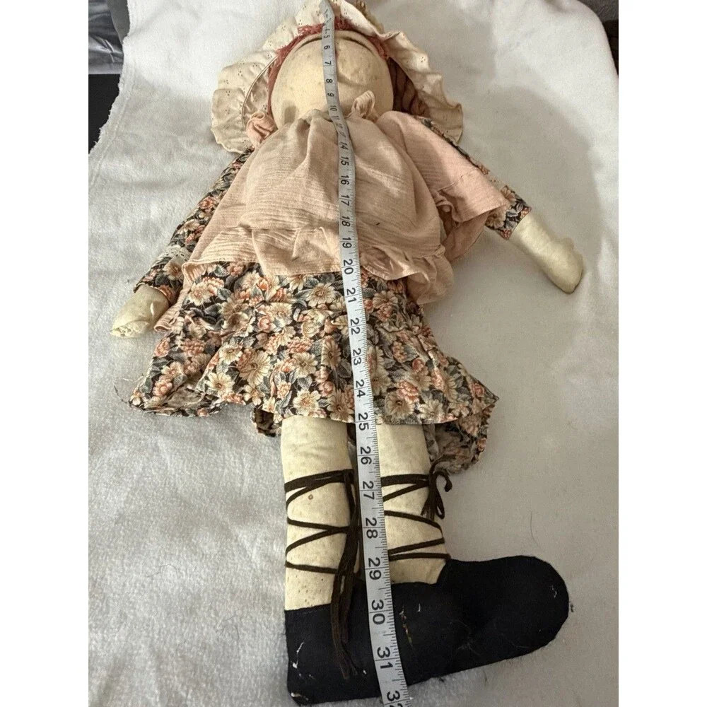 Marie Do OOAK Handmade Primitive Rag Doll 30” Signed Folk Art Country Doll